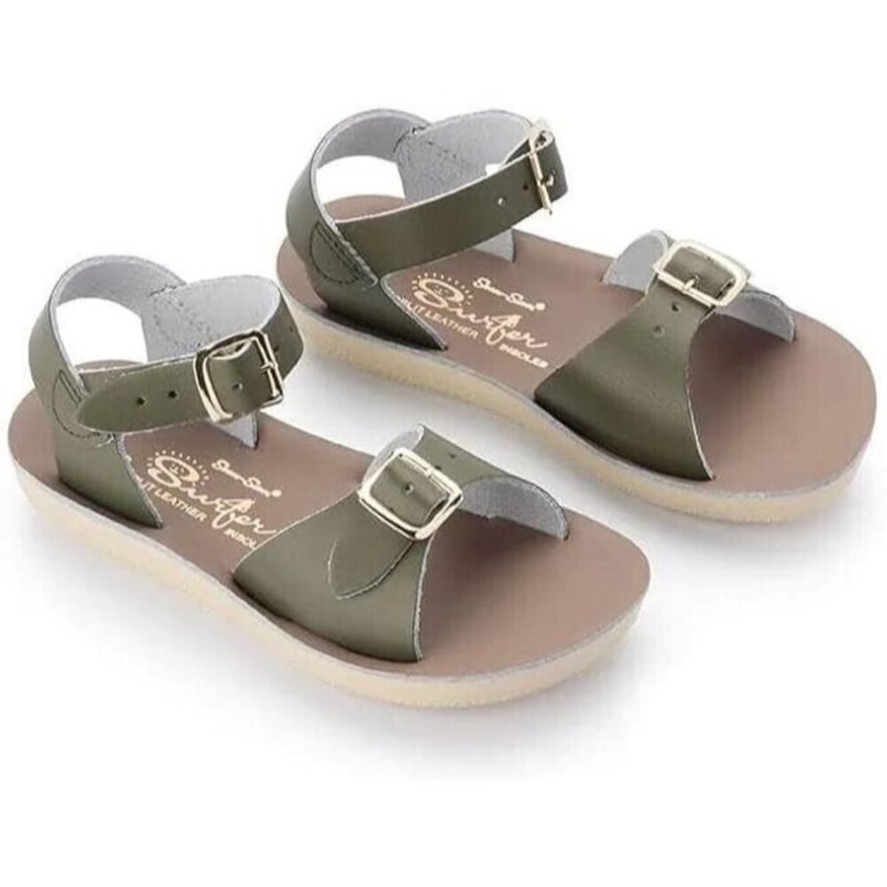 Salt Water Sandals Little Girl Size 9 Hoy Shoe Surfer Patent Olive NEW